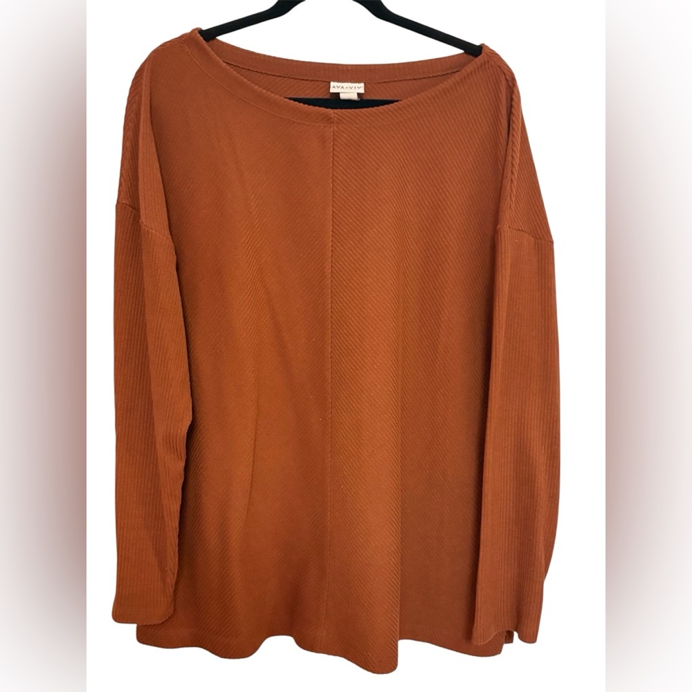 Ava & Viv Rust Long Sleeve Top